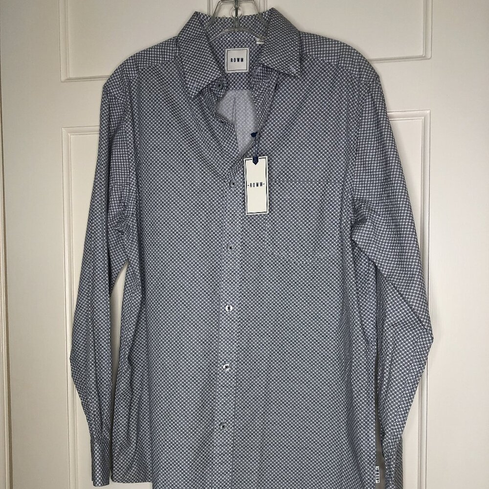 ROWM Men's Long Sleeve Shirt, Size Medium, 100% Cotton, NWT